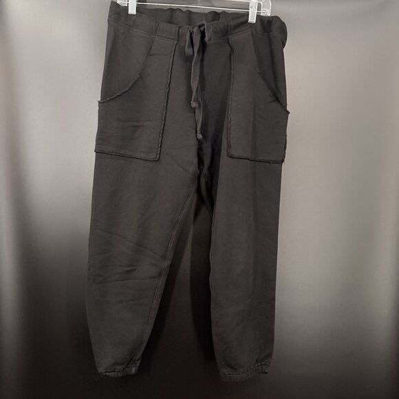 Frank & Eileen Eamon Pants Womens L Black Jogger Triple Fleece Minimal Comfort - Picture 1 of 6